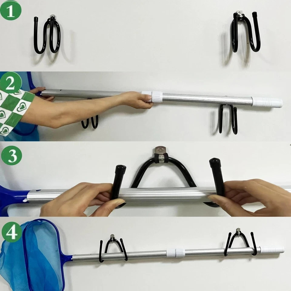 2 Pack Pool Pole Hanger/Hook, Pool Cleaning Tool Holder and Organizer for Poo…