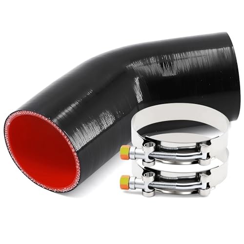 45 Degree Elbow Silicone Hose, 3 Inch (76mm), Universal Fit, Red, 4-Ply 45° 3in