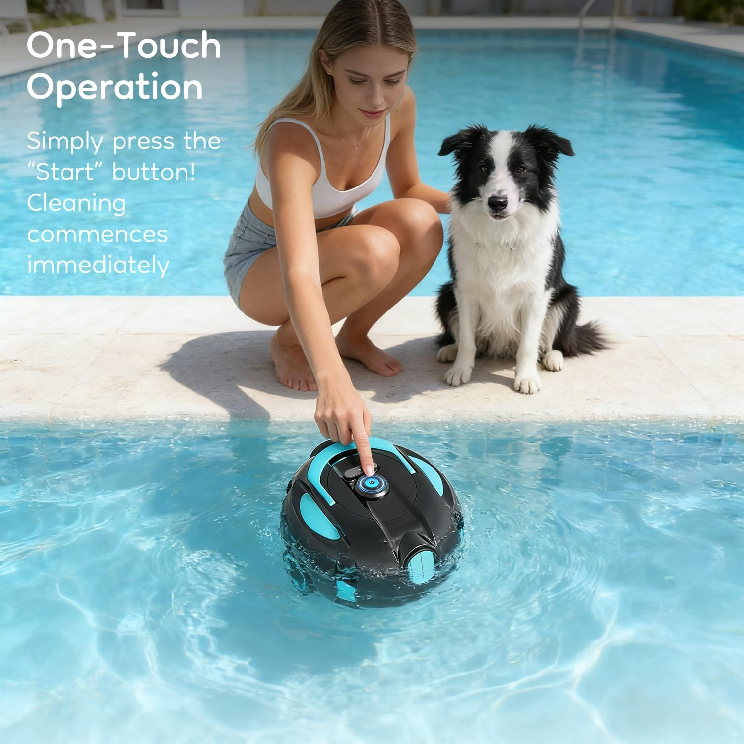 Obito H1 Robotic Pool Cleaner, Powerful Robotic Cleaner with Dual Suction Inlets
