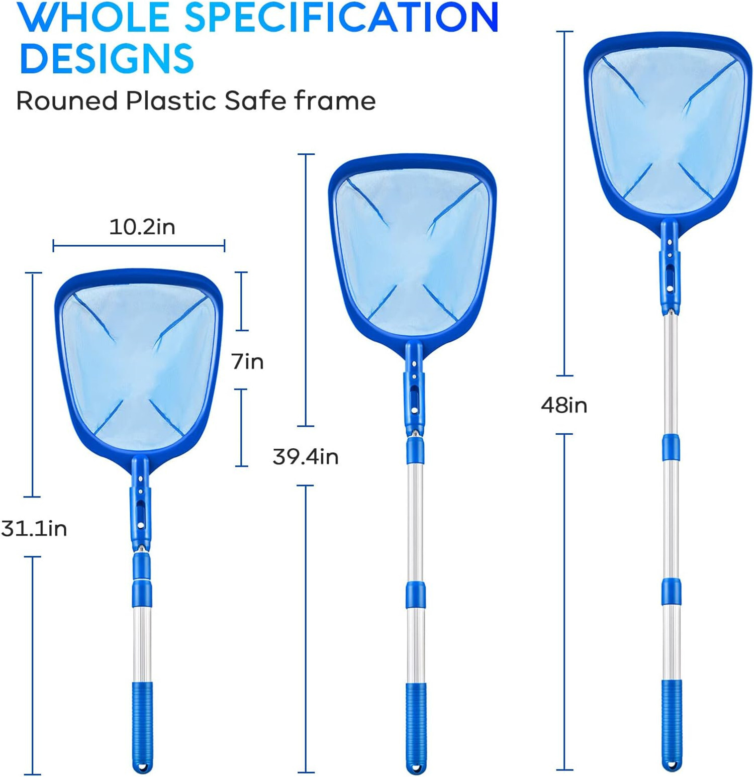 Heavy Duty Pool Skimmer Leaf Rake Net Cleaning Swimming Pool Fine Mesh Netting