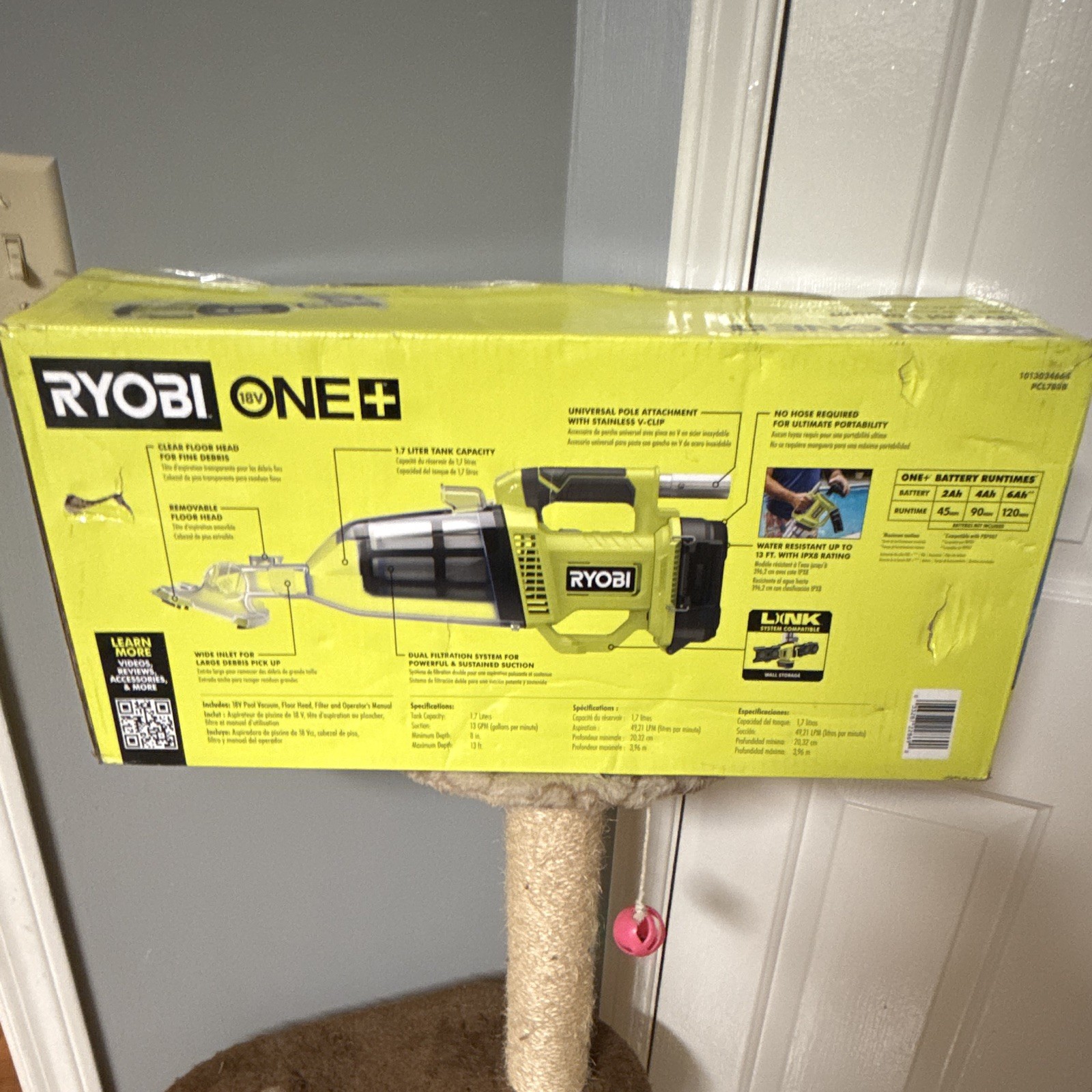 RYOBI ONE+ 18V Cordless Pool Vacuum PCL780B for Hot Tubs & All Pools