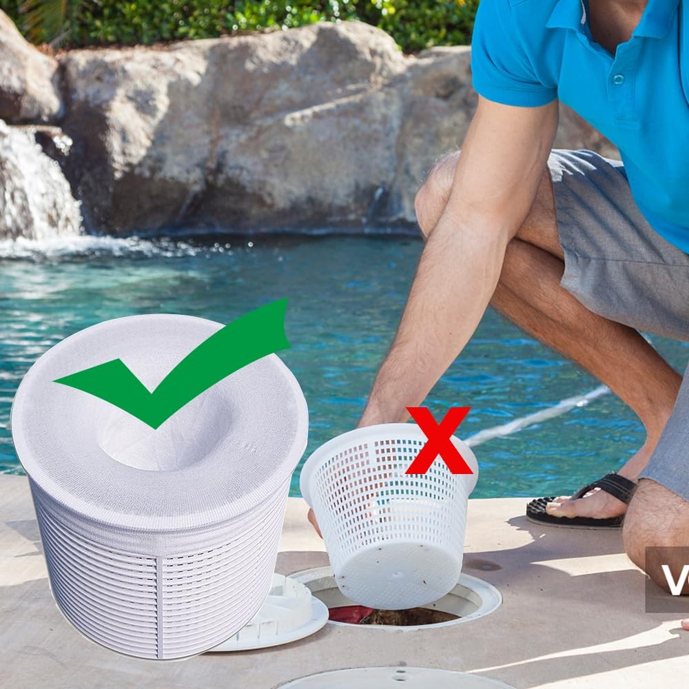 100 Pack Reusable Pool Skimmer Socks for Filters and Spa Baskets