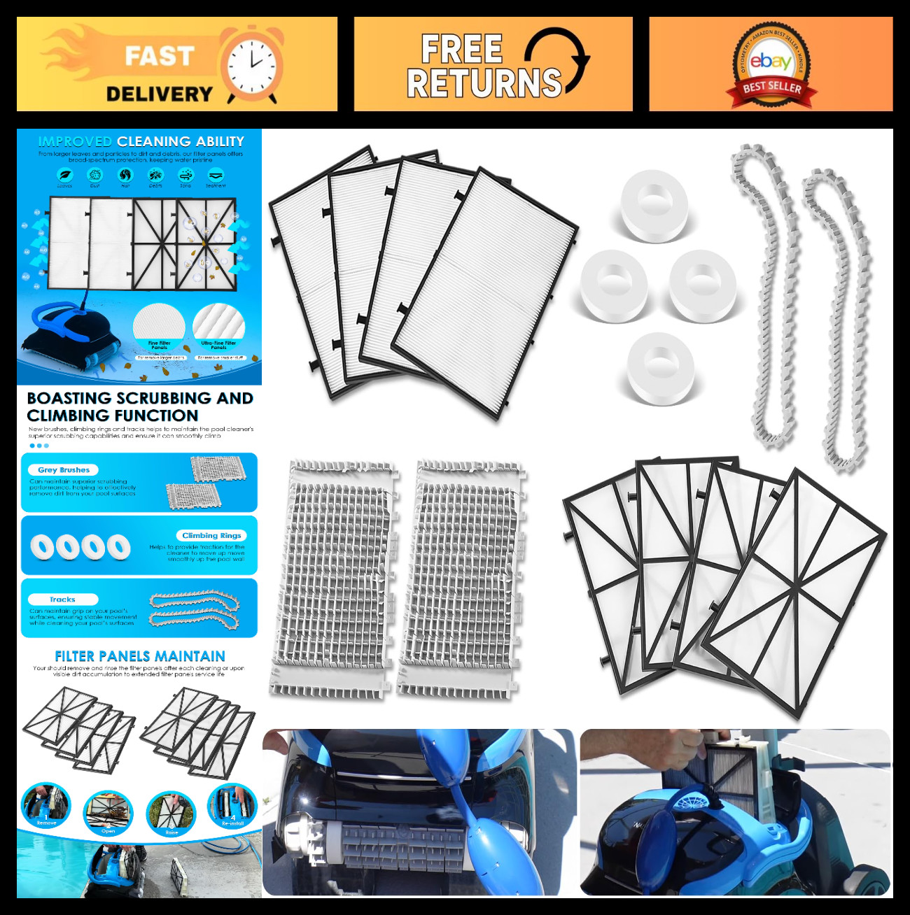 CC Plus Tune Up Rebuild Kit – Fine Filter Panels, Grey Brushes & Climbing Rings