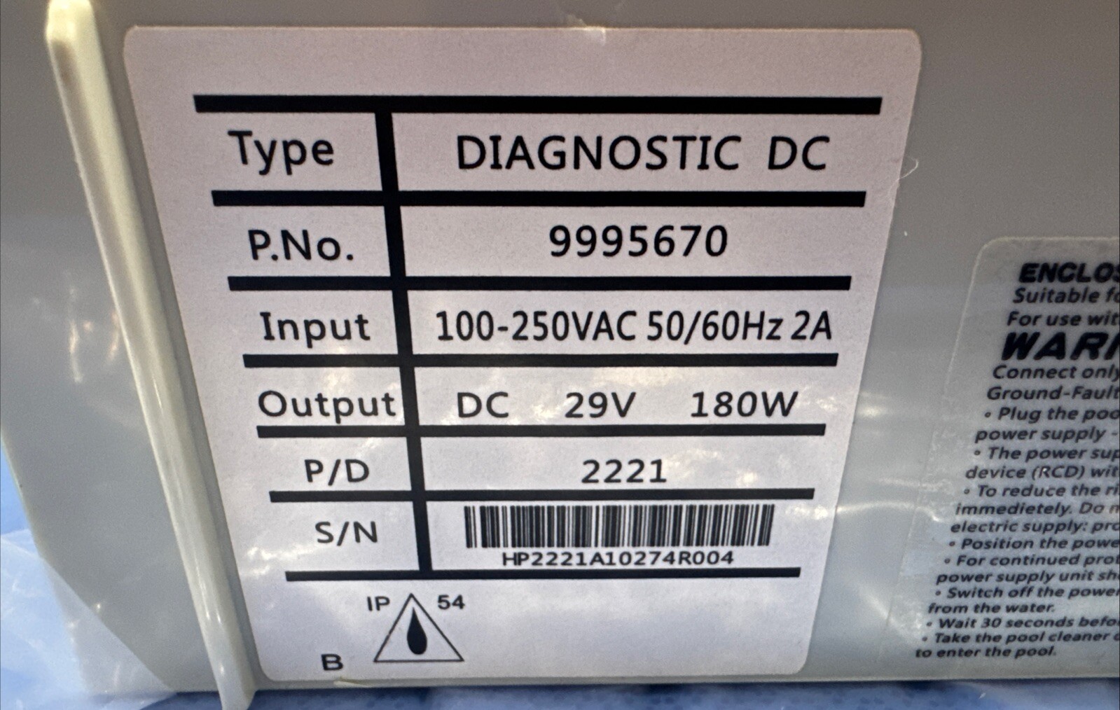 9995670-US-ASSY Replacement Power Supply for Maytronics Dolphin Robotic Cleaners