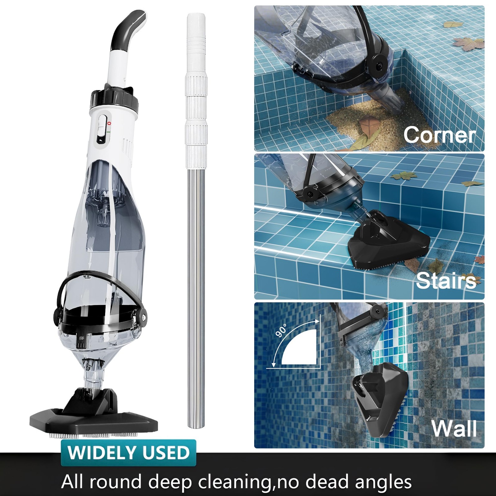 Cordless Above Ground Pool Vacuum, 19 GPM Handheld Spa Hot Tub Vacuum Cleaner