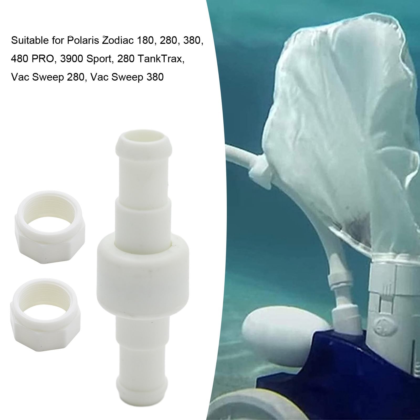 3Pack D20 Pool Cleaner Hose Swivel with D15 Nut – Compatible with Polaris Zod…