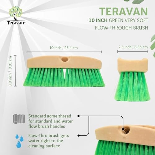 Green Flow Through Brush Head, 10-Inch Extra Soft Bristle Brush for 10 Inch