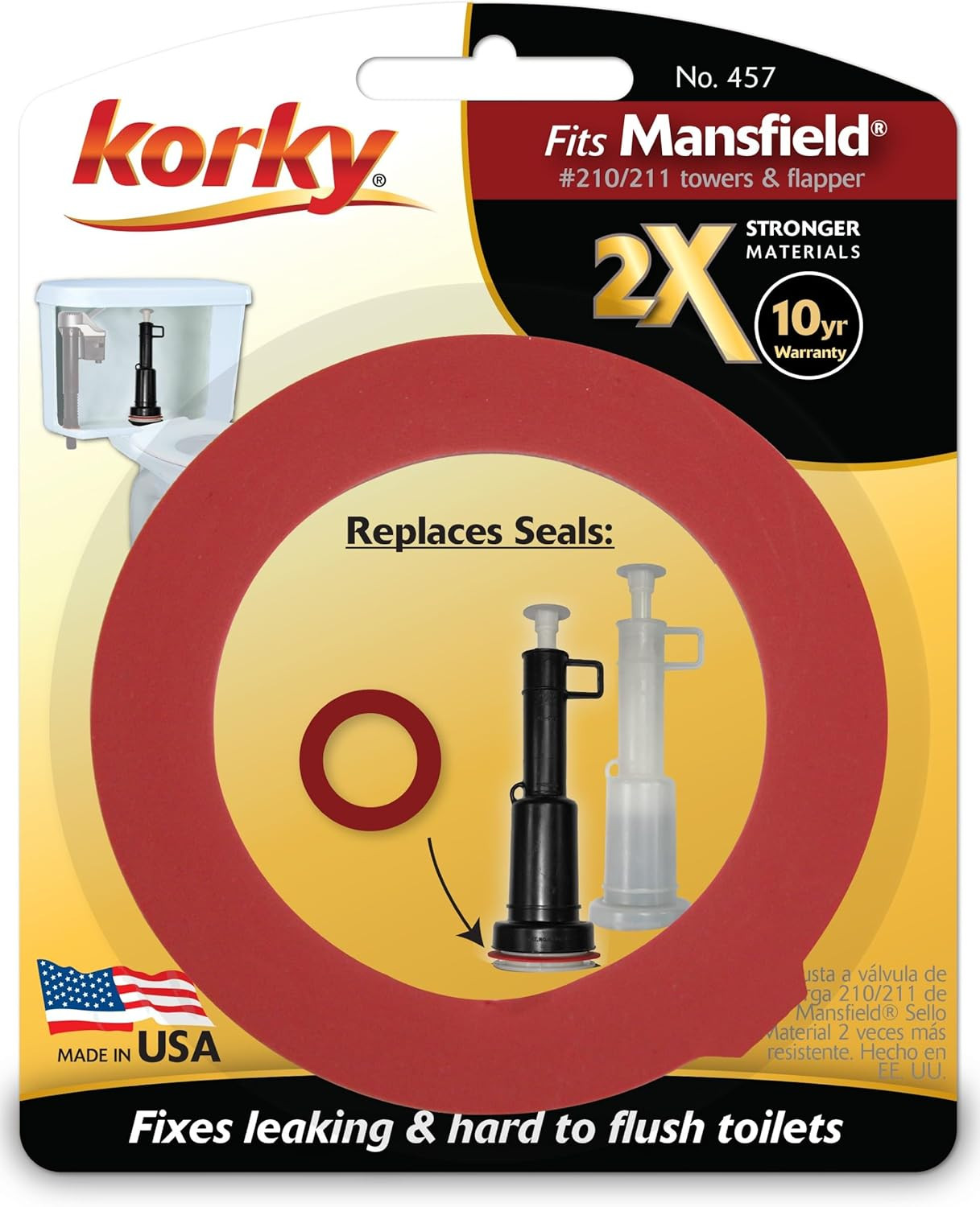 457 2X Long Life Seal Fits Mansfield 210 and 211 Fixes Leaking Tower Style Valve