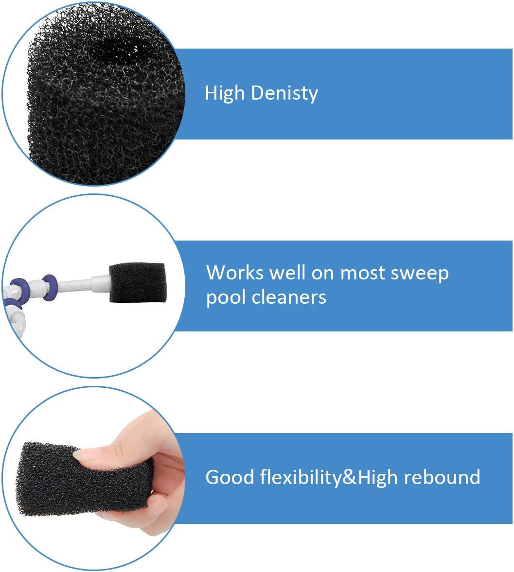 Pool Sweep Hose Tail Scrubber Replacement for Polaris, High Density 12 Pack Poo