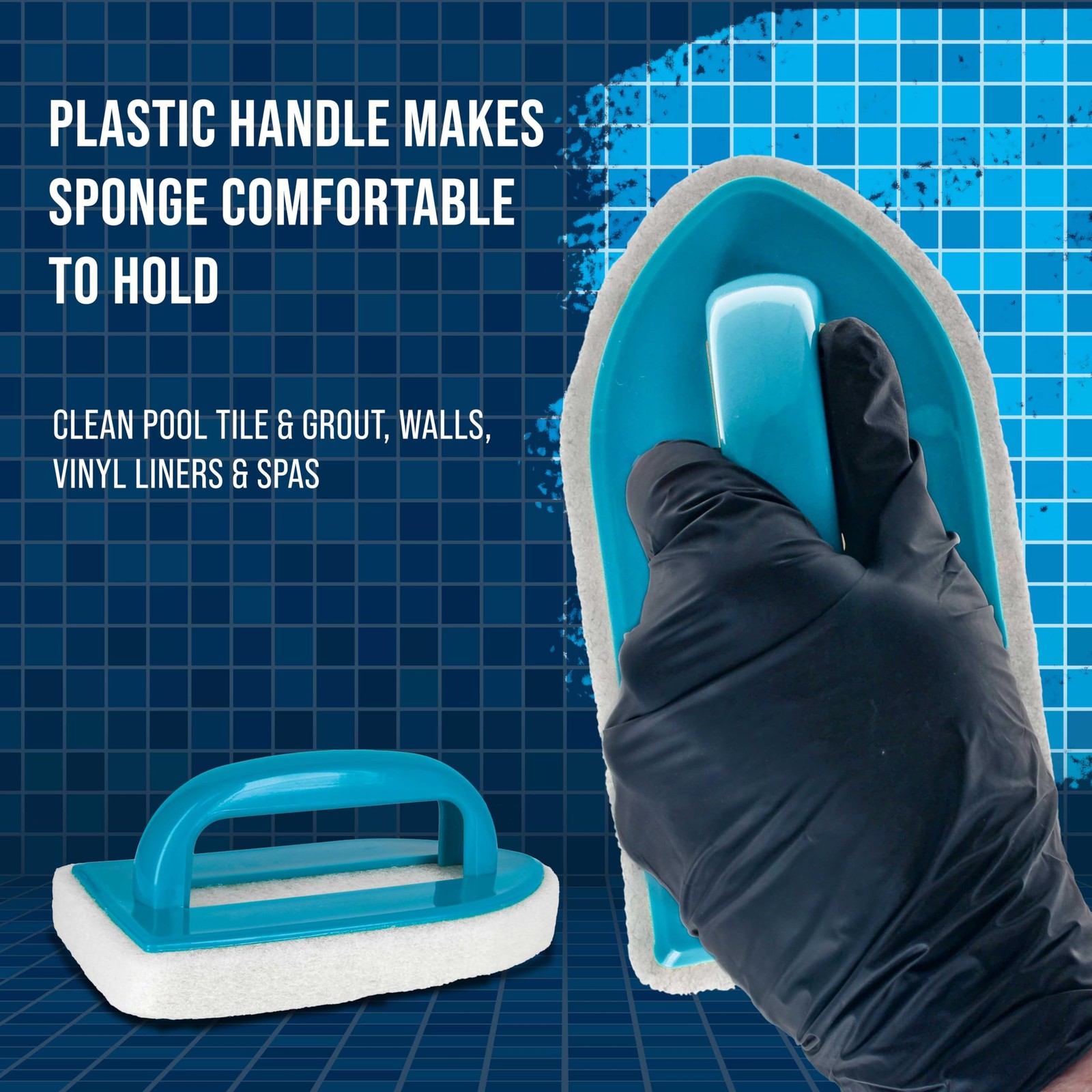 U.S. Pool Supply Hand-Held Scrub Brush, 2 Pack – Surface 3×7, Blue