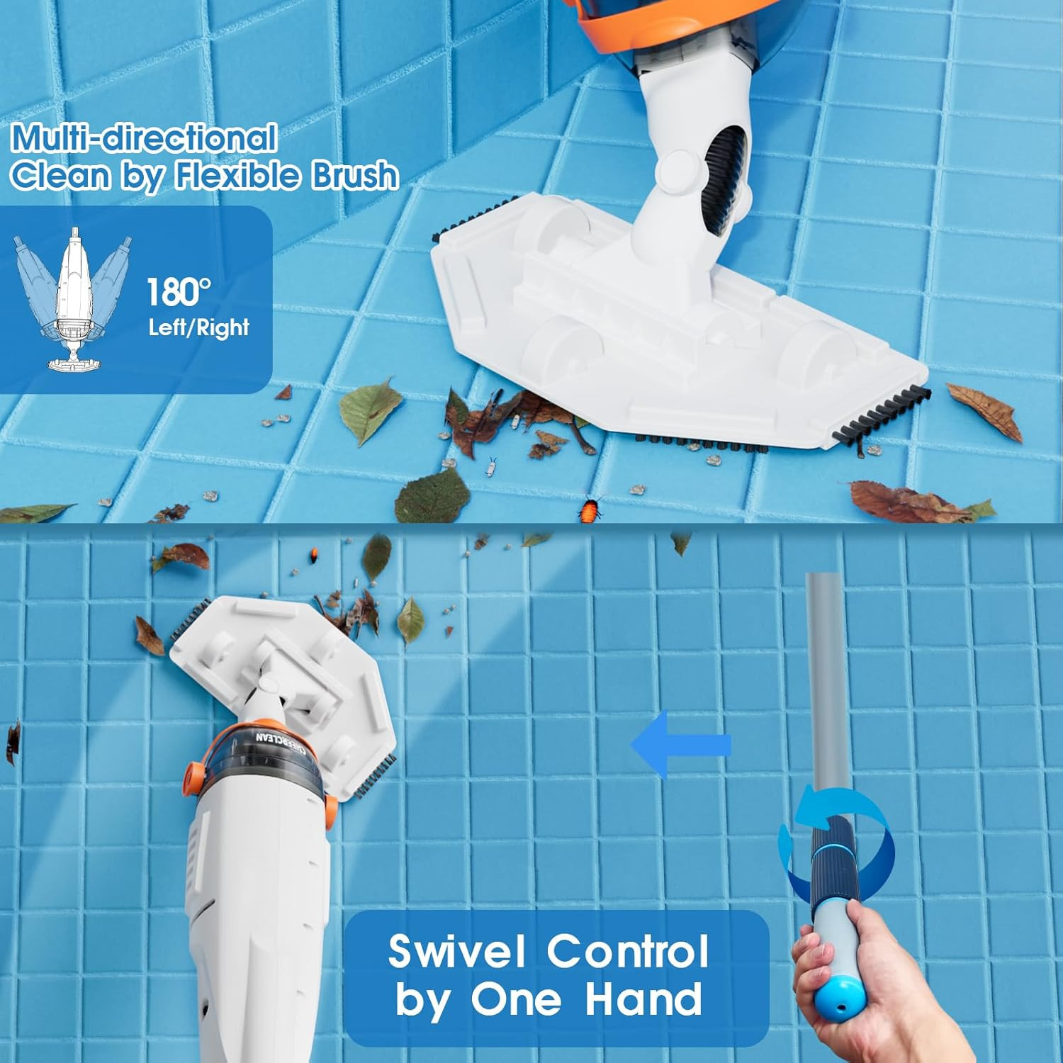 Cordless Handheld Pool Vacuum for above Ground Pools – Upgraded 20GPM Real Sucti
