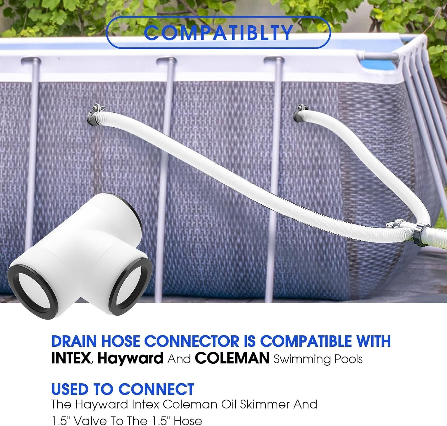 Txdiyifu 1.5&Prime; to Pool Hose T Splitter Connector for Intex and White
