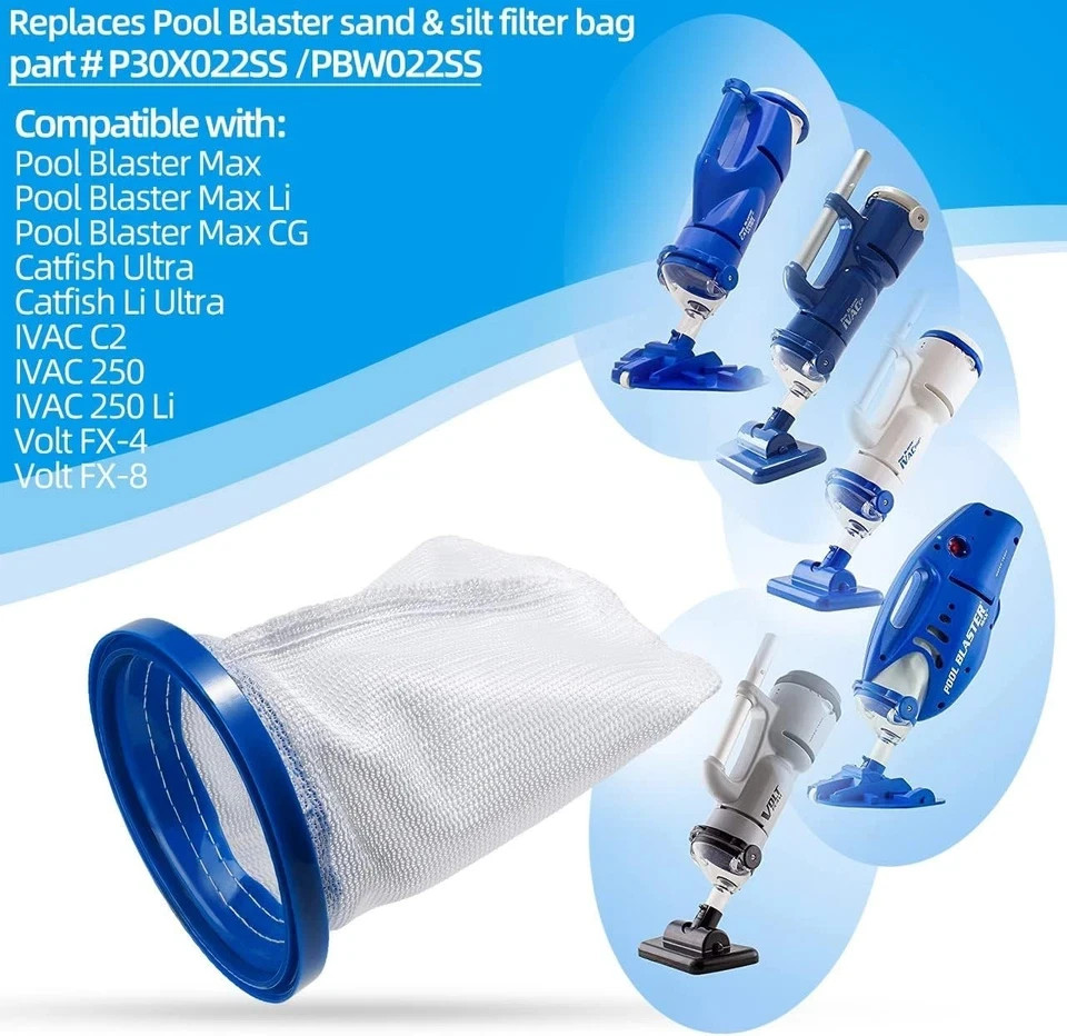 2-Pack Pool Vacuum Cleaner Reusable Filter Bag for Pool Blaster Water Tech Max &