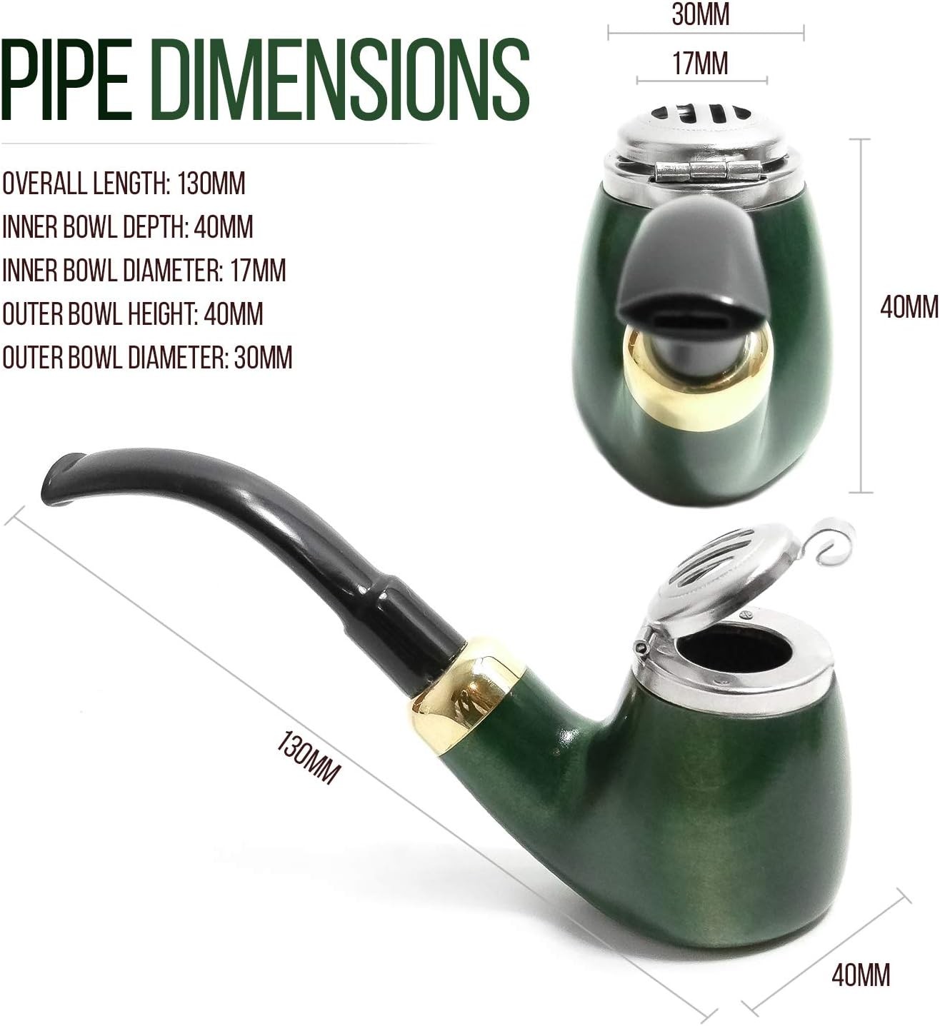 Mr. Brog Full Bent Smoking Tobacco Pipe – Model No: 21 Old Army Green –