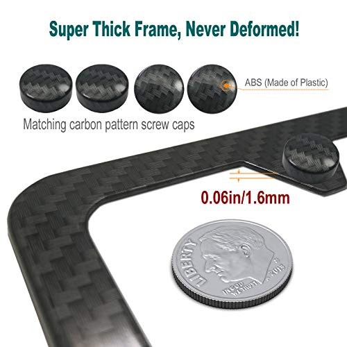 Carbon Fiber License Plate Frame- Heavy Duty Black 4 Hole Carbon Fiber Pattern