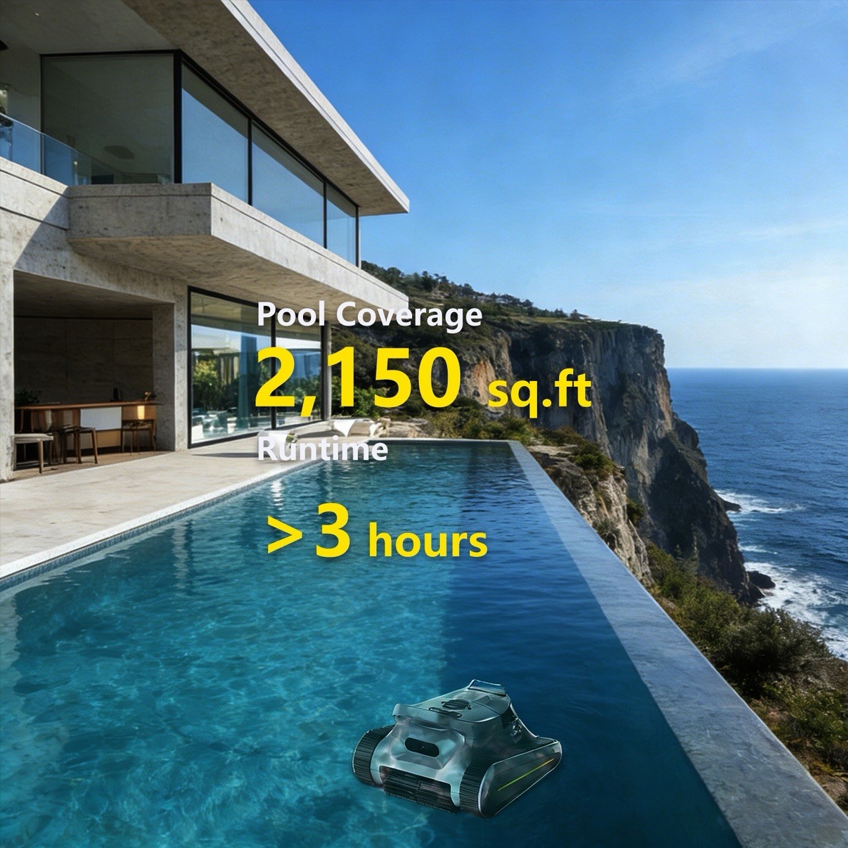 2025-Seauto Crab Cordless Robotic Pool Vacuum, Wall-Climbing, Auto Pool Cleaner