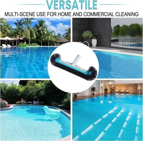 Heavy Duty 17.5&Prime; Pool Brush Head – Aluminum, Nylon Bristles for Walls & Floors