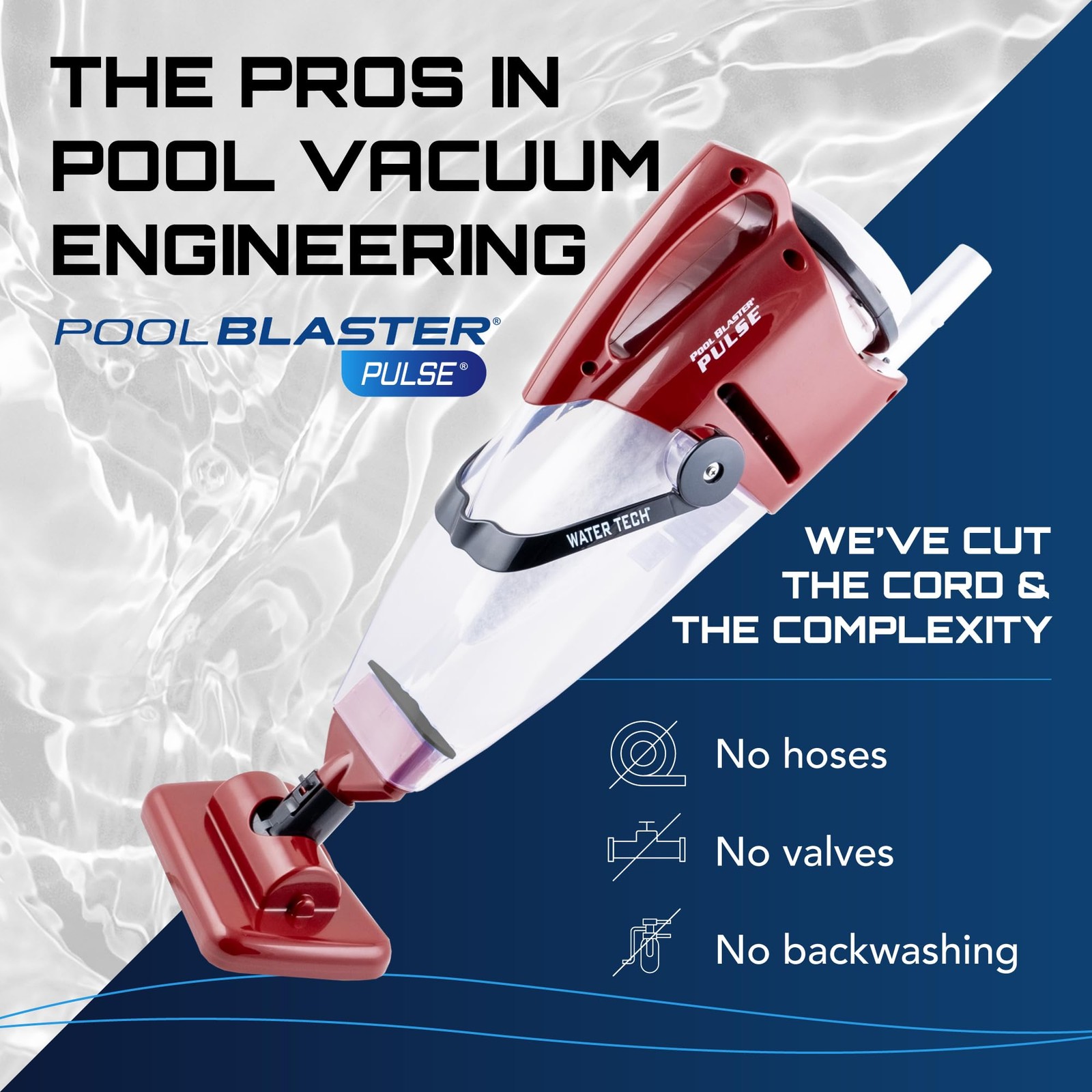 POOL BLASTER Pulse Cordless Pool Vacuum for Above Ground – Red