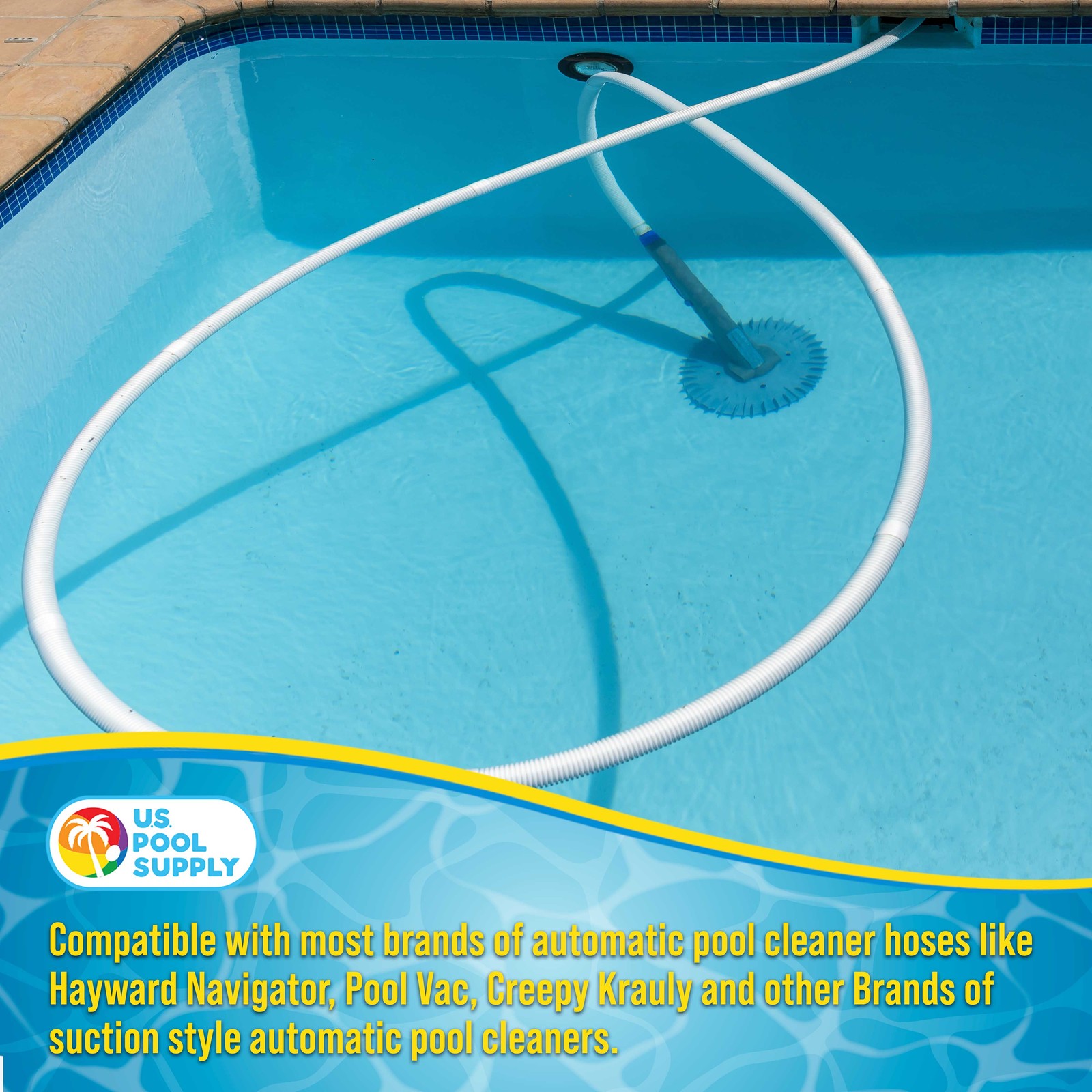 8pc Swimming Pool Vacuum Cleaner Hose Set, 40&Prime; Flexible Sections, 1.5&Prime; Cuff Ends