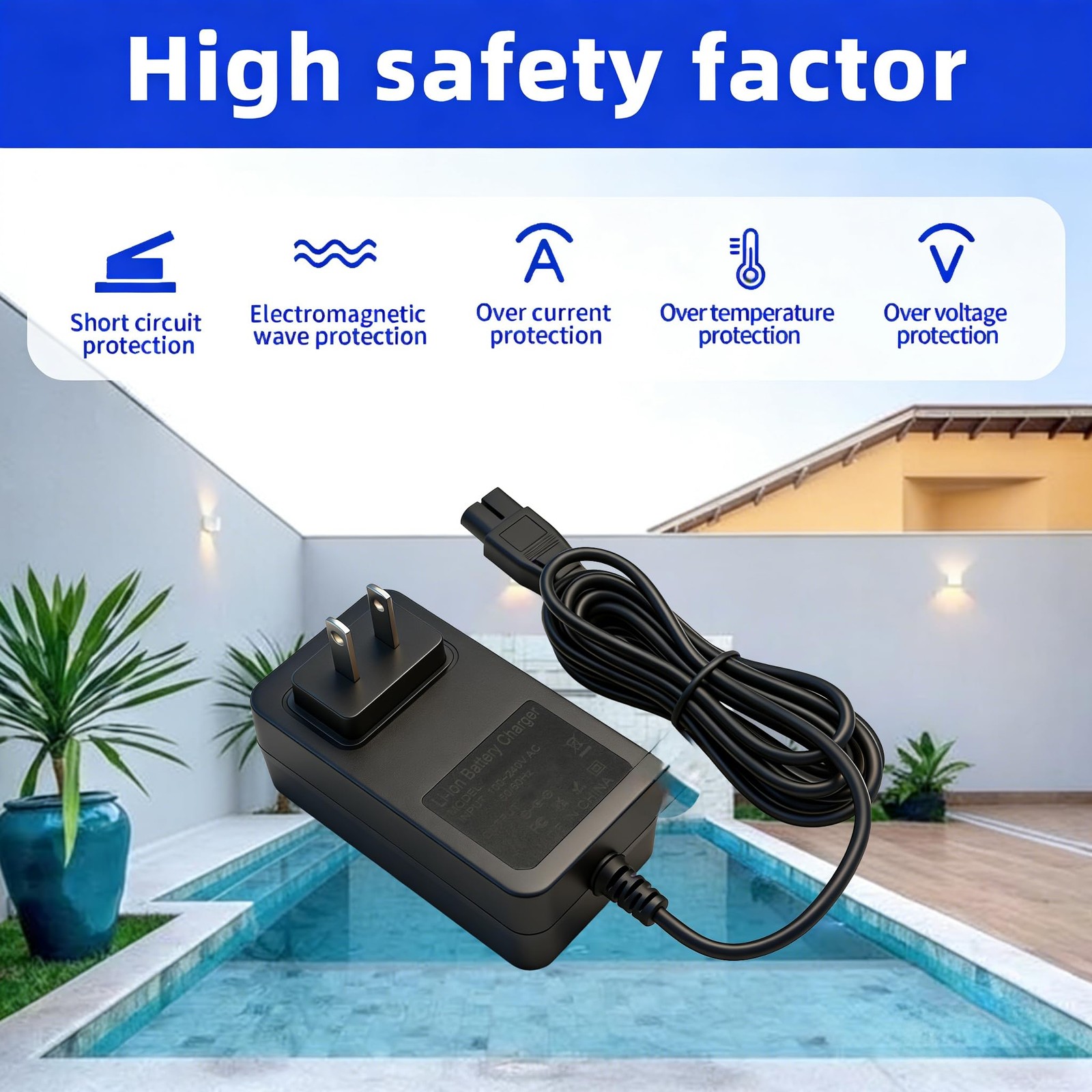 25.2V AC Adapter Power Charger for WYBOT Cordless Robotic Pool Vacuum