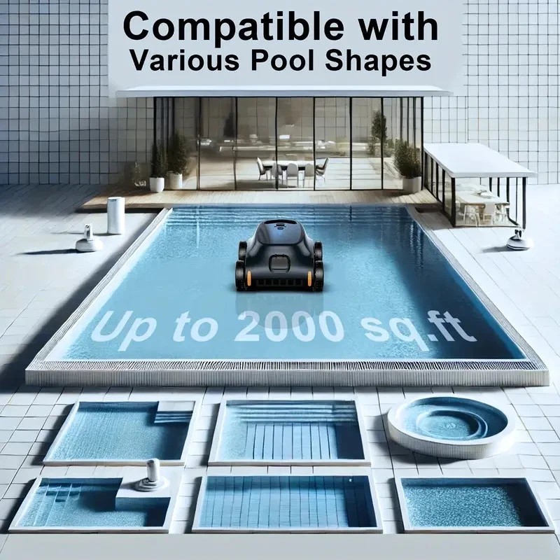 Seauto Robotic Pool Cleaner Cordless,Pool Vacuum Flat Pools up to 2000 Sq.Ft