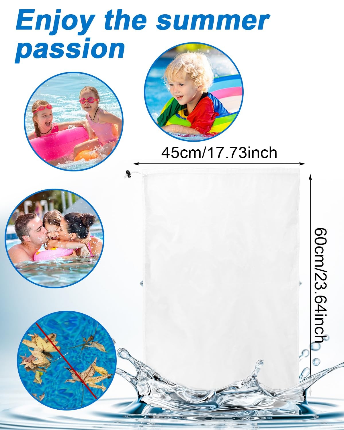 4 Pcs Pool Fine Mesh Filter Bags, Pool Replacement Net Vacuum Bags with Locki…