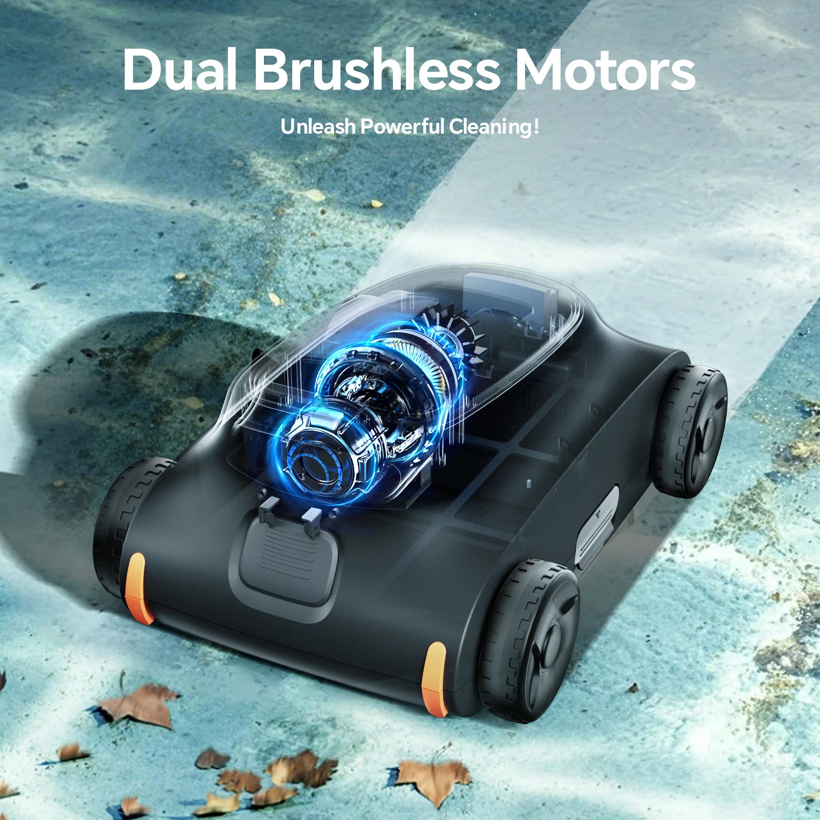 SAT 10 Cordless Robotic Pool Cleaner/Vacuum, 180 Mins Runtime, Up to 2000 Sq.ft