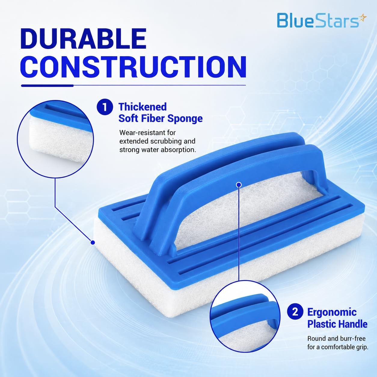 Heavy Duty Hand-Held Sponge Pool Scrub Brush – for Tile, Grout, Walls, Vinyl …