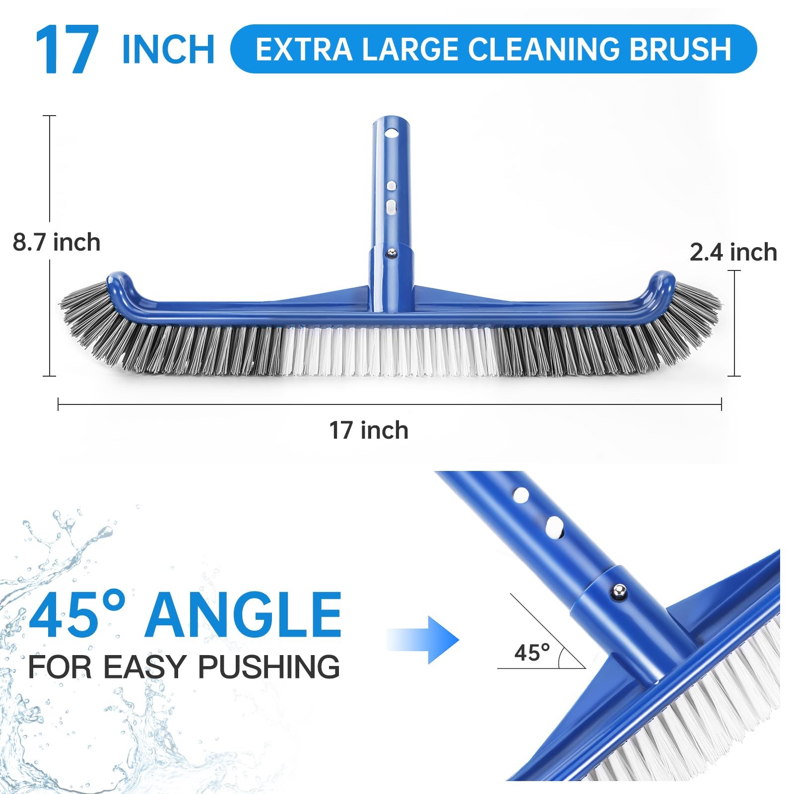 Pool Brush Head, Scrub Brush with Premium Nylon Bristles,Curved Ends High-Eff…