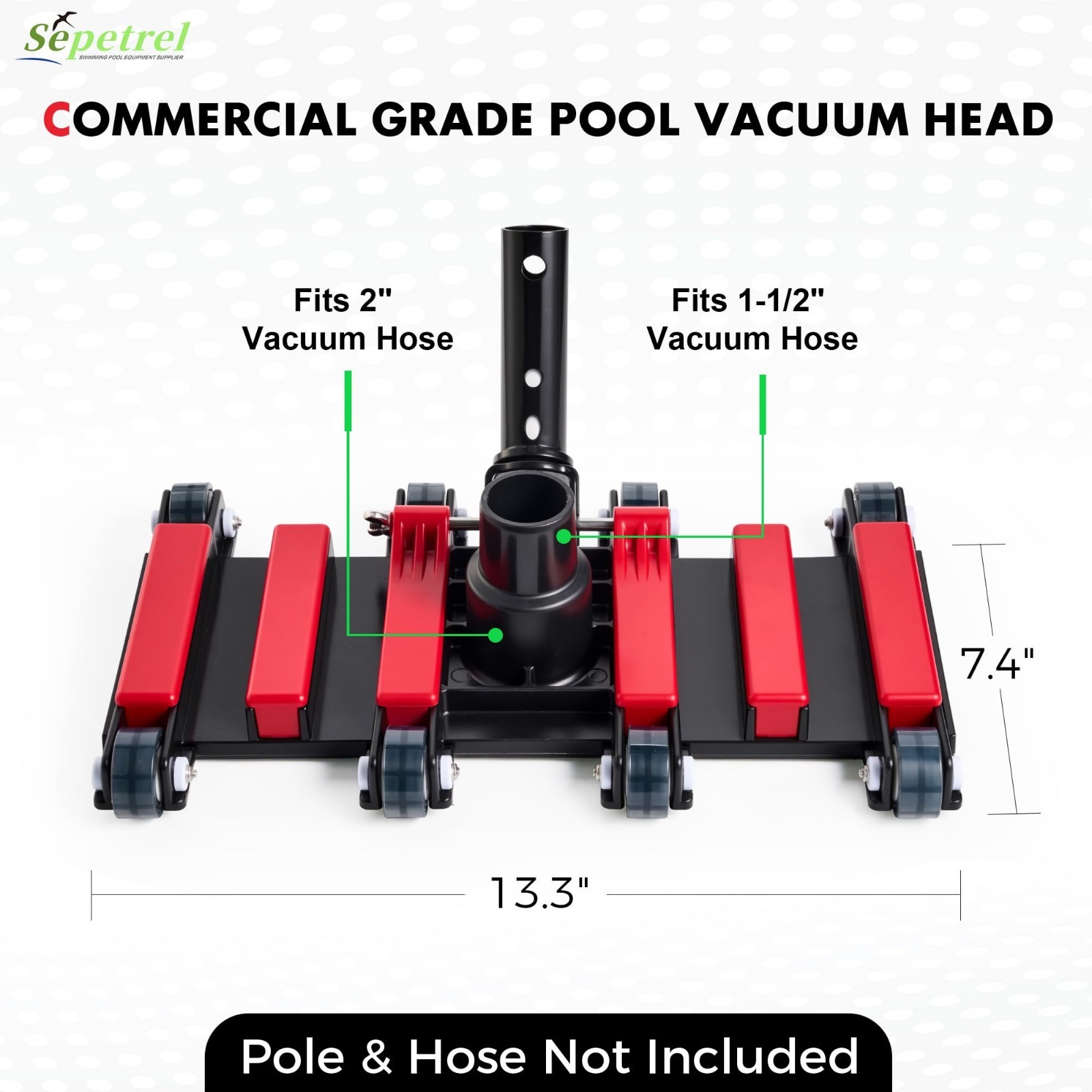 Heavy-Duty 14&Prime; Pool Vacuum Head with Wheels – Extra-Wide, Weighted for Deep Clea