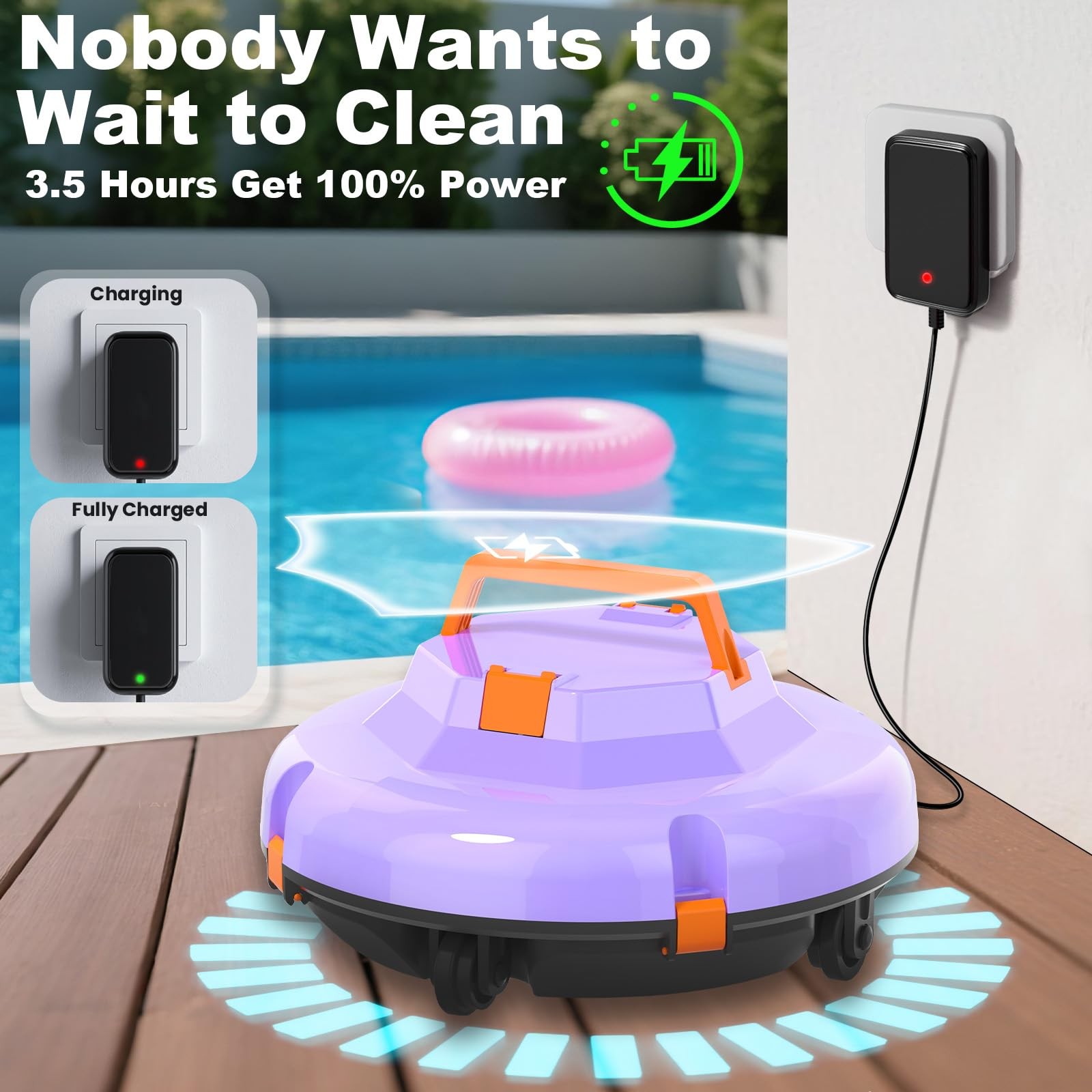 2026 Cordless Robotic Pool Cleaner – 120 Mins Automatic Pool Vacuum for Above…