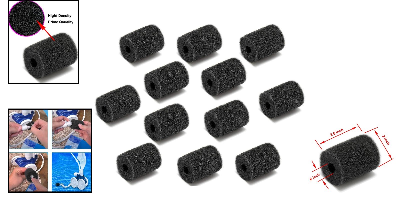 OEM Quality Pool Cleaner Sweep Hose Scrubber Set – Fits Zodiac Polaris, 12 Pack