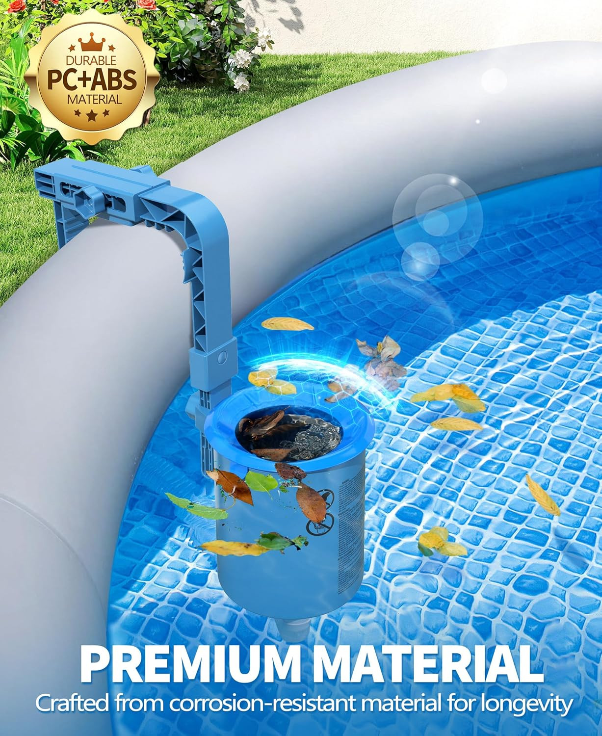 Upgrade above Ground Pool Skimmer Comes with 3 Socks, Anti-Tilt Wall Mount Surfa