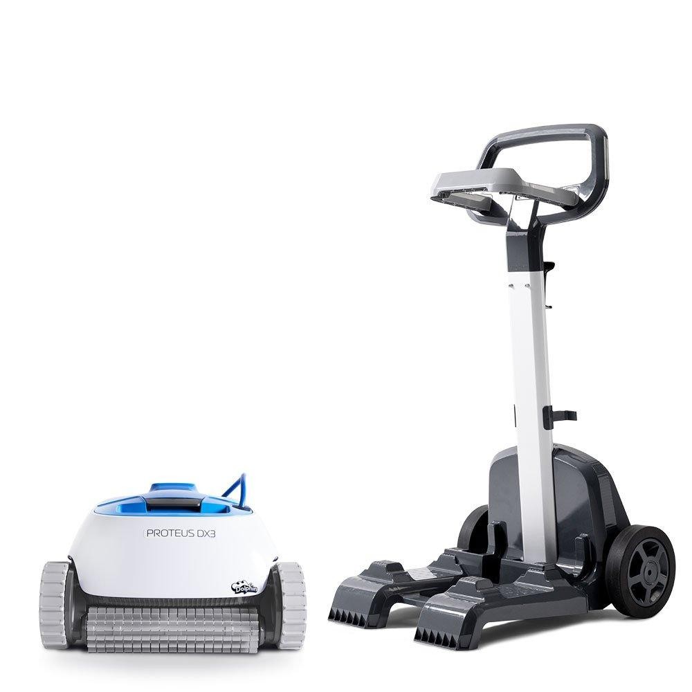Dolphin Proteus DX3 Robotic Pool Vacuum Cleaner with Universal Caddy — Easily