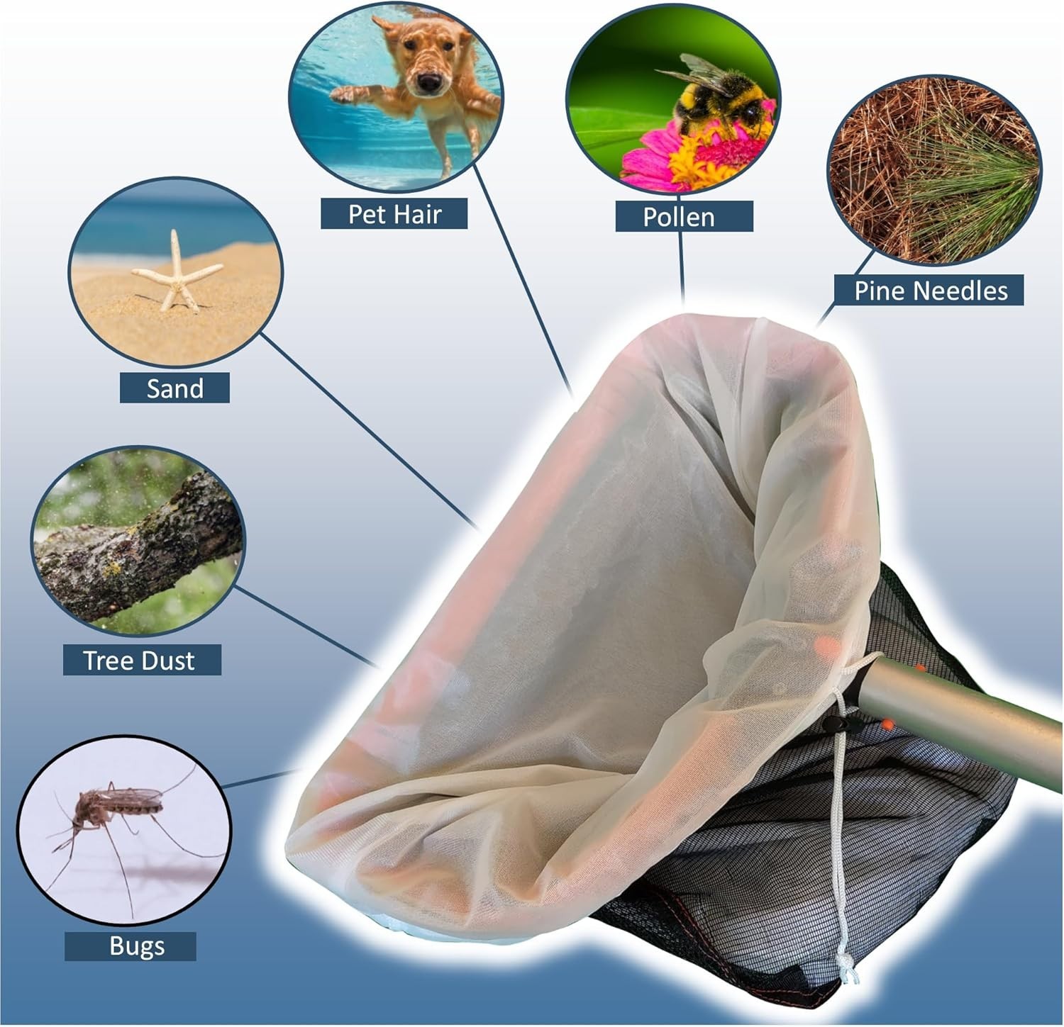 Fine Mesh Pool Net Insert – Transform Any Deep Net for Ultimate Cleaning