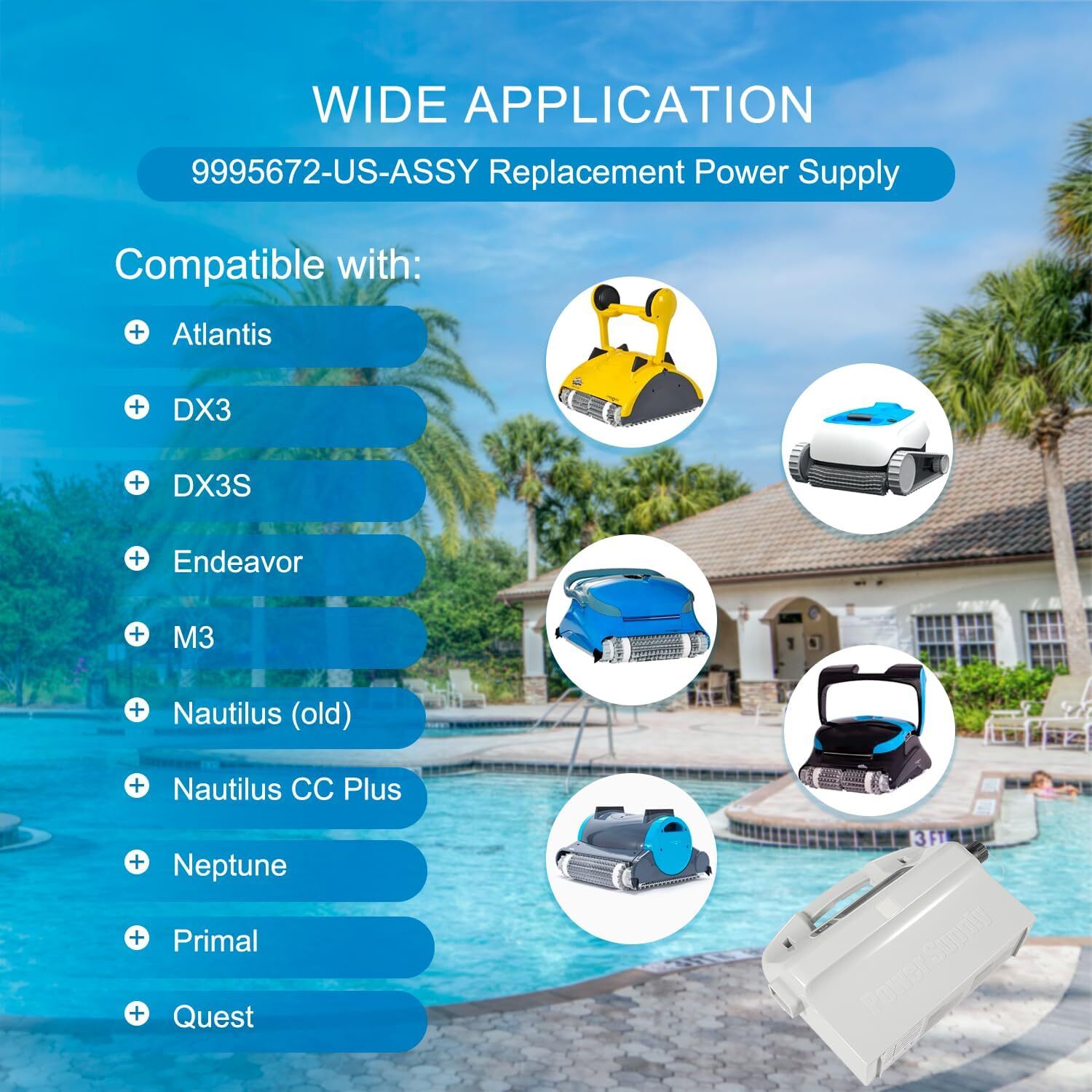 9995672 Assy Power Supply with 58984402L Cord Parts For Dolphin Pool Cleaner