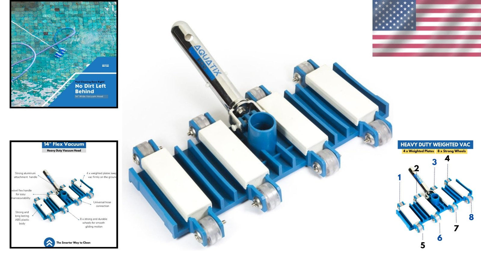 Weighted Flexible Pool Vacuum Head with Aluminum Handle – Effortless Cleaning