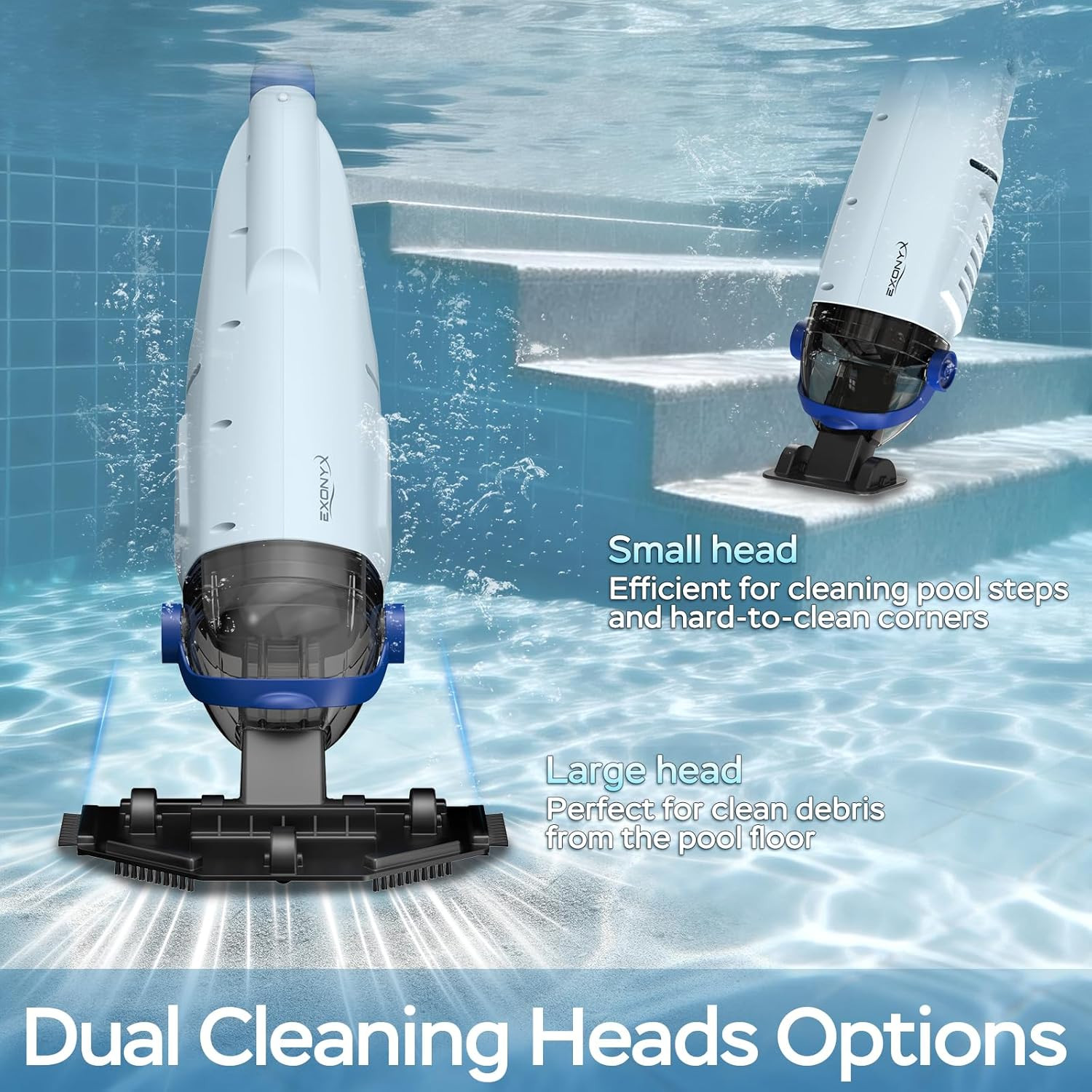 Cordless Pool Vacuum for above Ground Pool, 18.5GPM Enhanced Suction Handheld Po