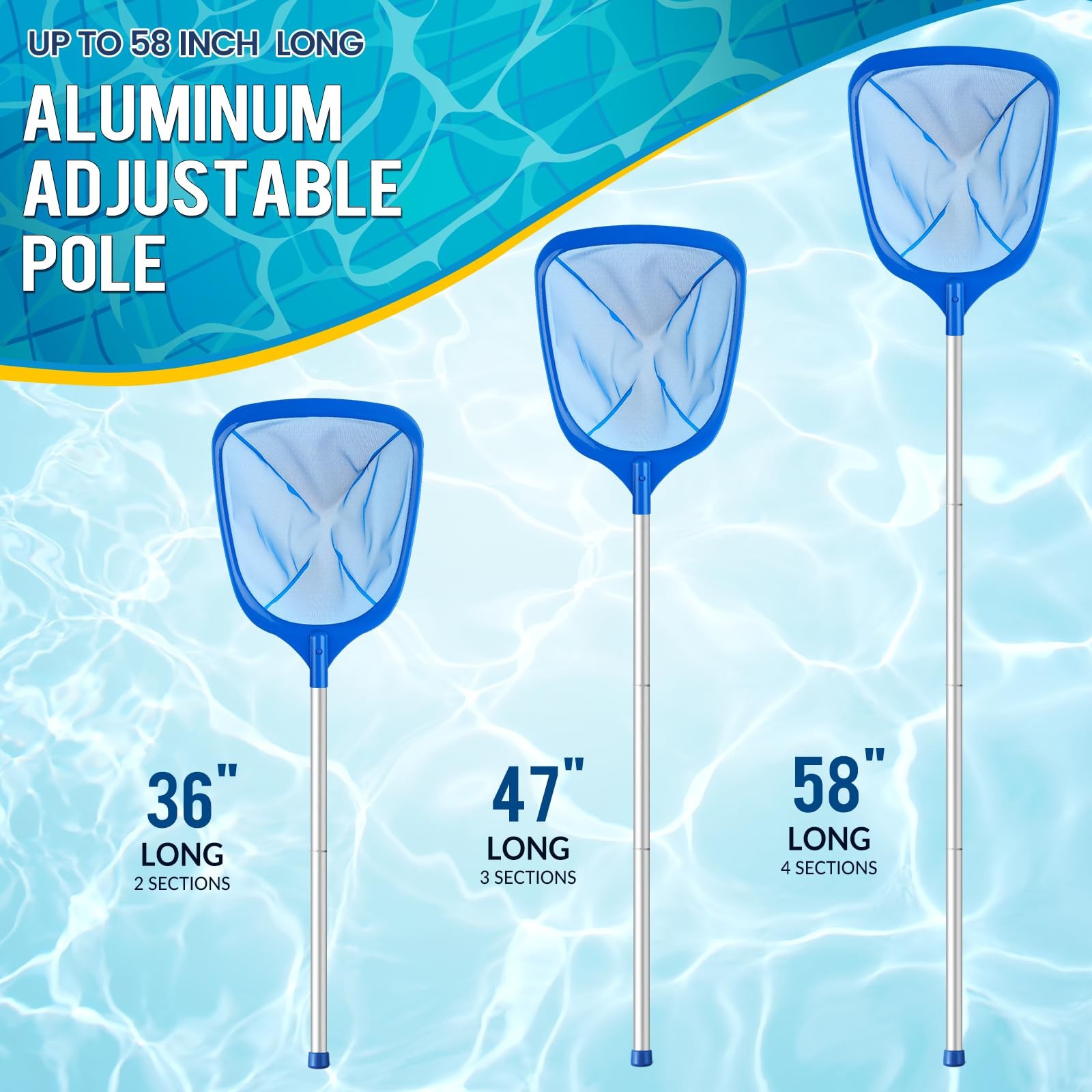 Tavaleu Pool Skimmer Net, Deep Pool Leaf Net with Reinforced Frame, Large Cap…