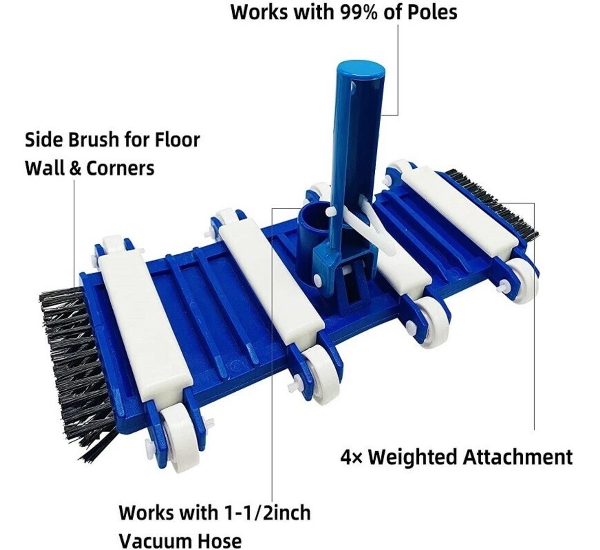 14 Inch Heavy Duty Pool Vacuum Head with Wheels for Easy Cleaning