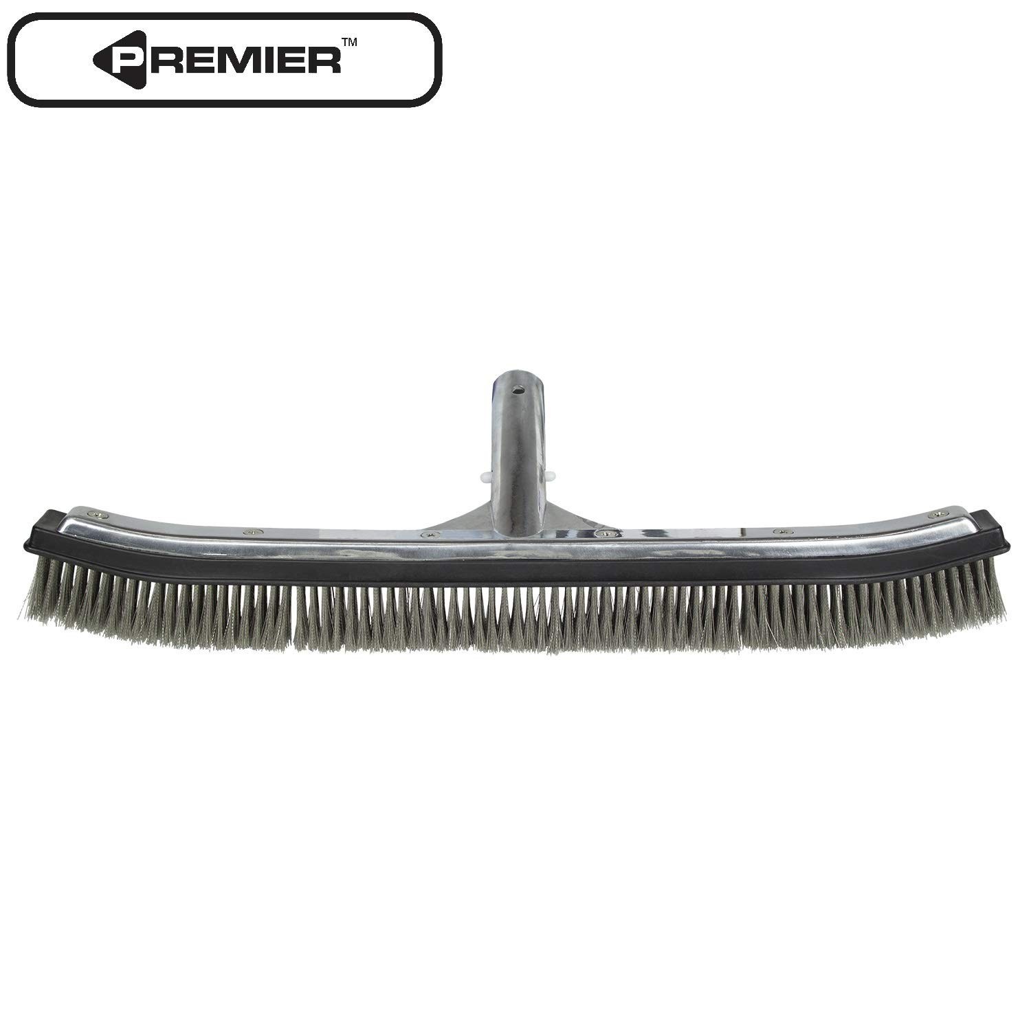 Heavy-Duty 18&Prime; Stainless Steel Pool Algae Brush – Aluminum Back for Gunite Pools