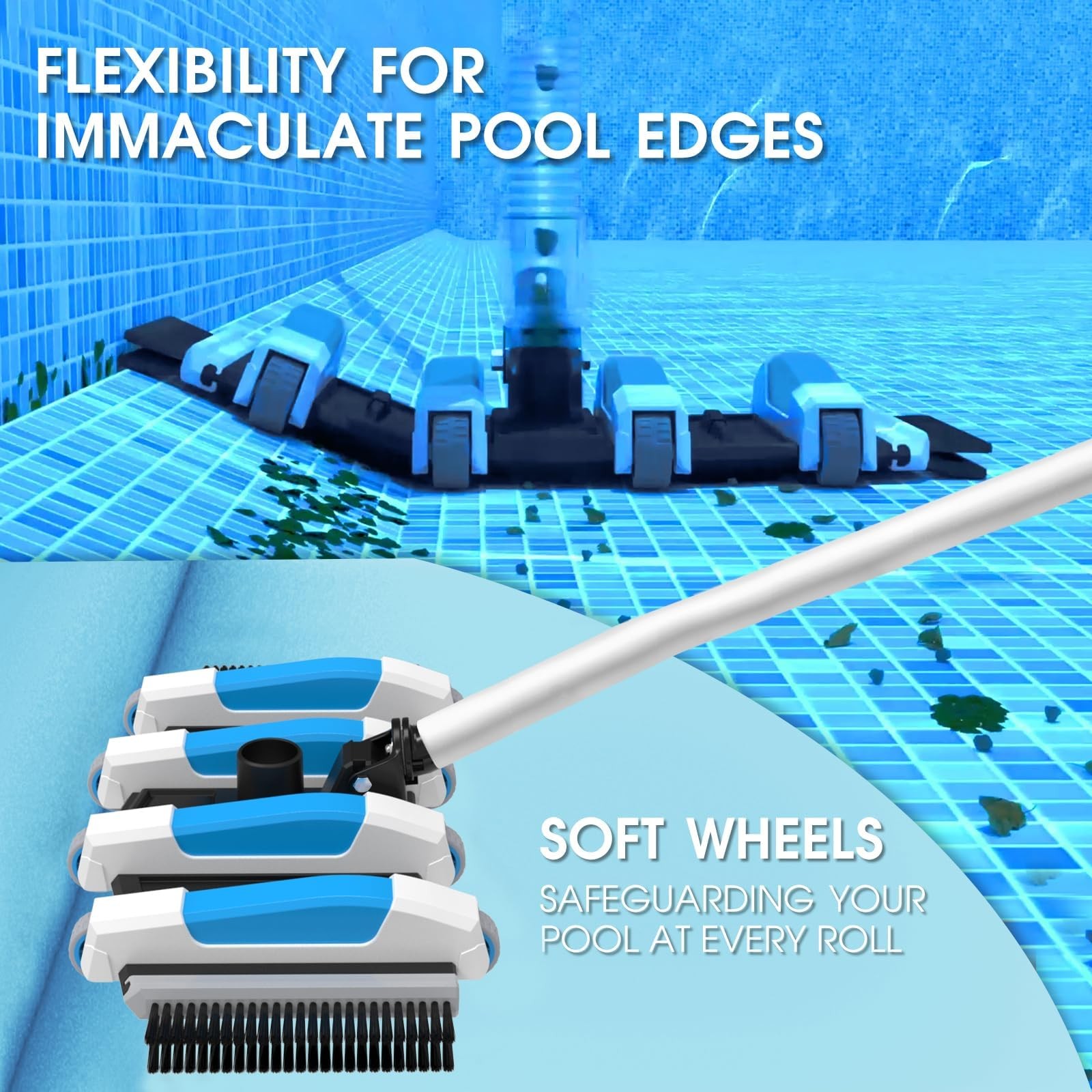 Enhanced Pool Vacuum Head with Direction-Control Handle – 17.5in Blue