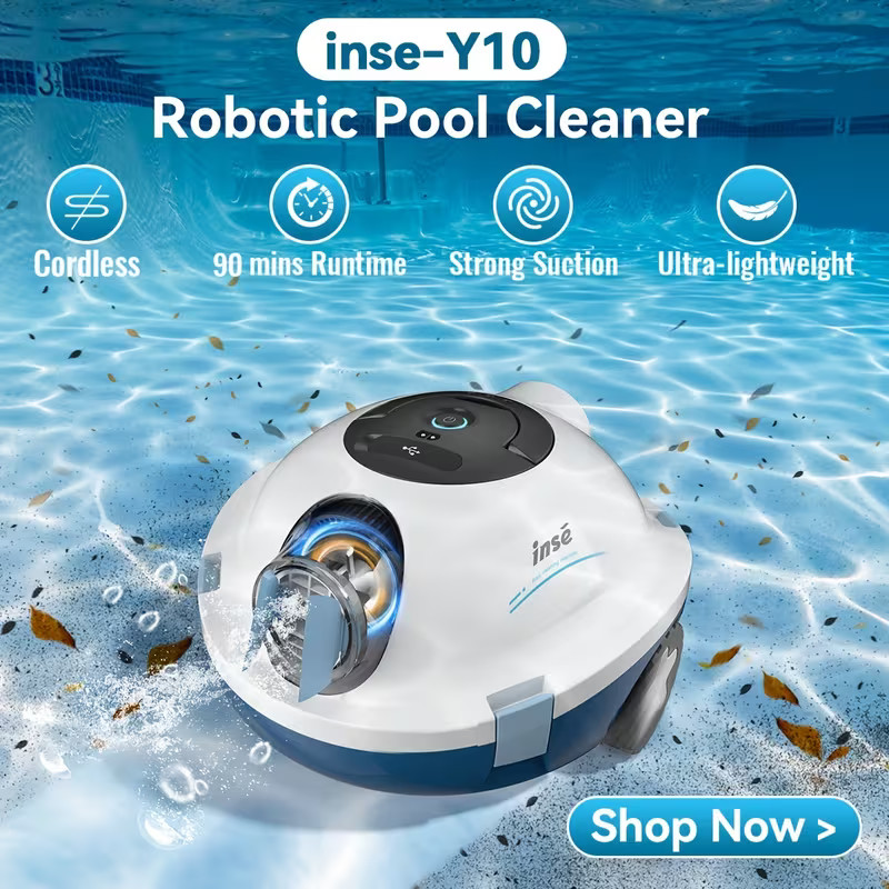 Powerful Cordless Robotic Pool Cleaner 90 Minutes Runtime 1100 Sq.Ft