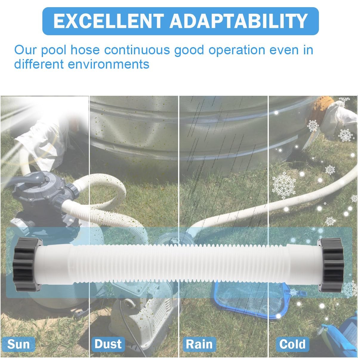 11535 16 Inch Interconnect Hose Replacement for Intex 1-1/4 inches, White