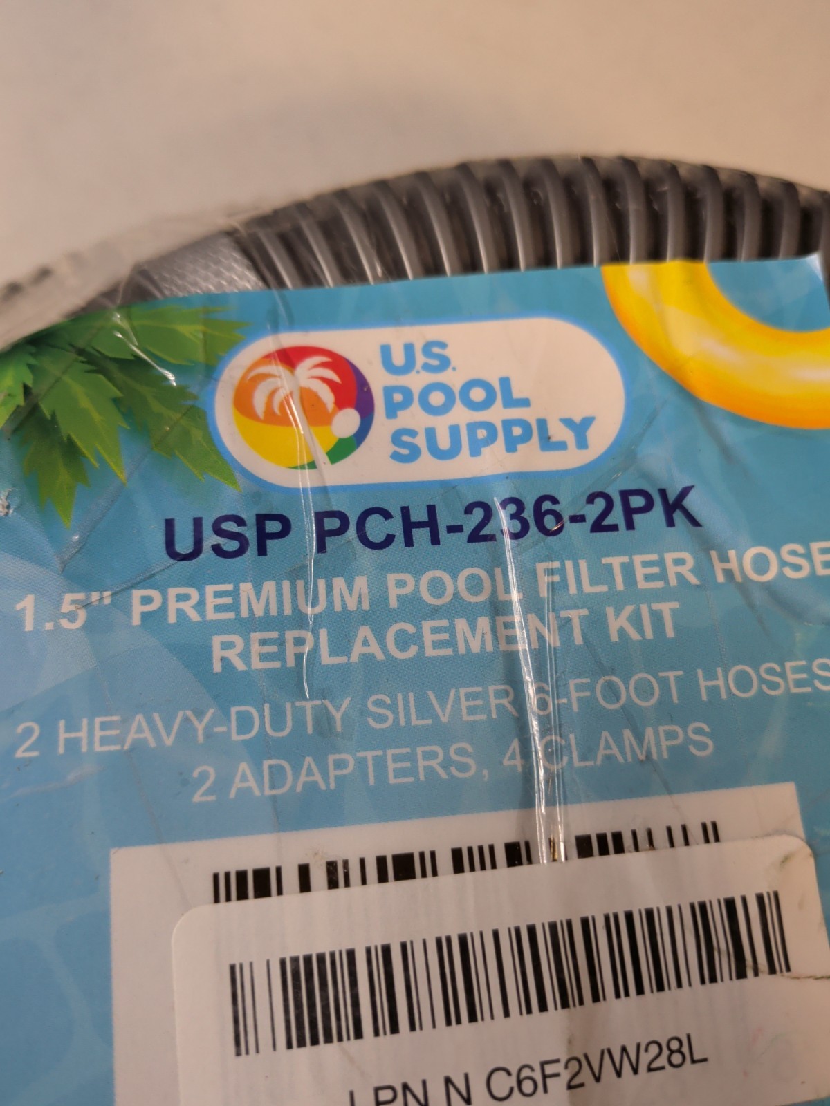1.5&Prime; Hose Replacement Kit – 2 Silver 6&prime; Hoses, 2 Connection Adapters, 4 Clamps