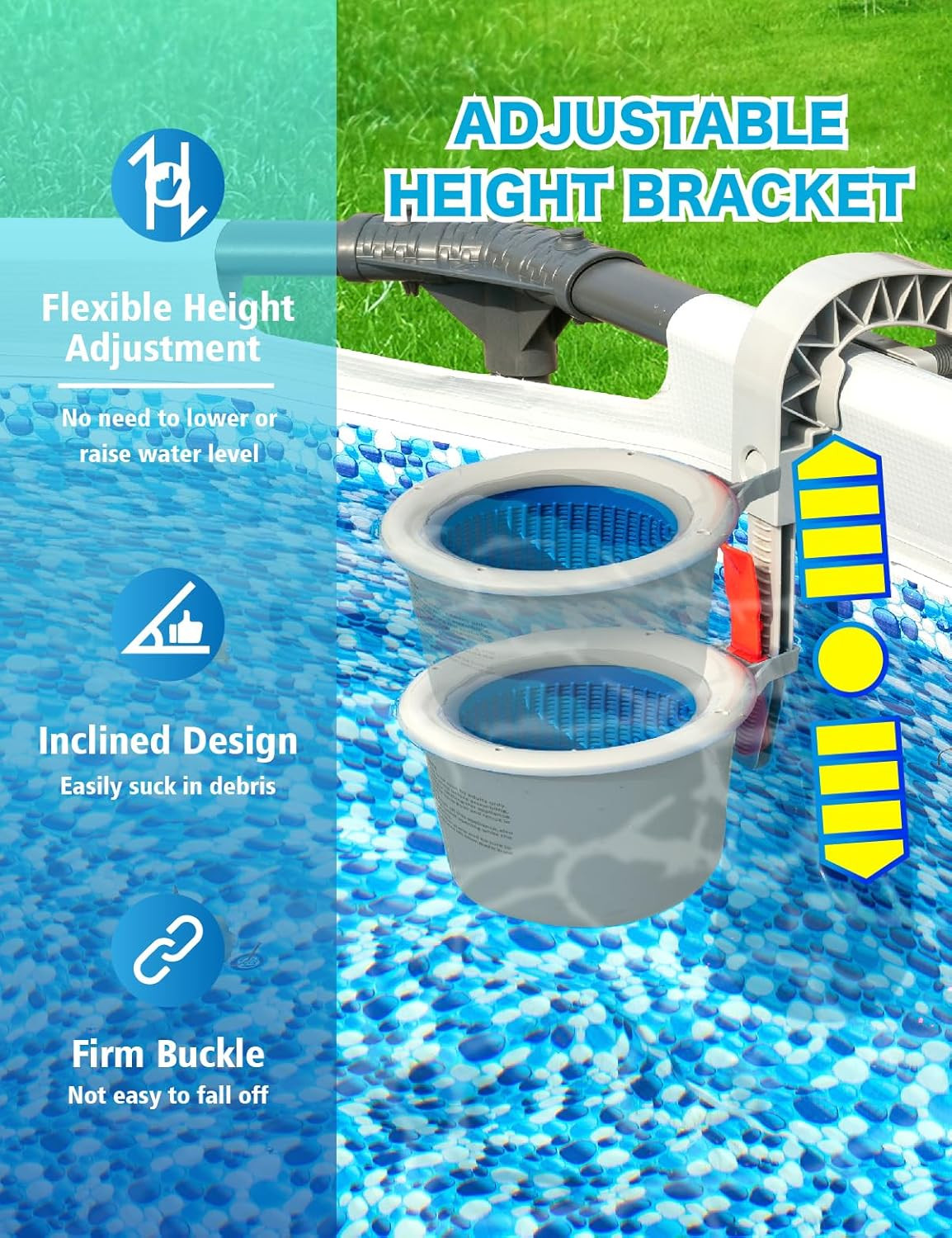 Above Ground Pool Skimmer with 5 Skimmer Socks, Wall Mount Surface Skimmer with