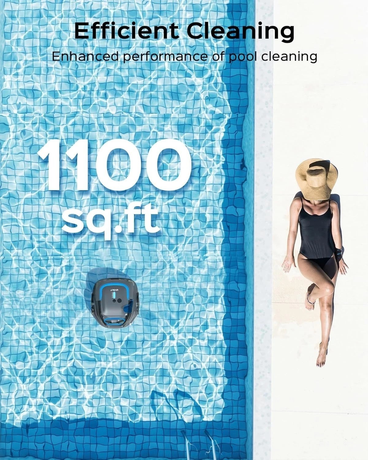 A1 Robotic Pool Vacuum – Dual-Layer Filtration, 130-Min Runtime, Klein Blue