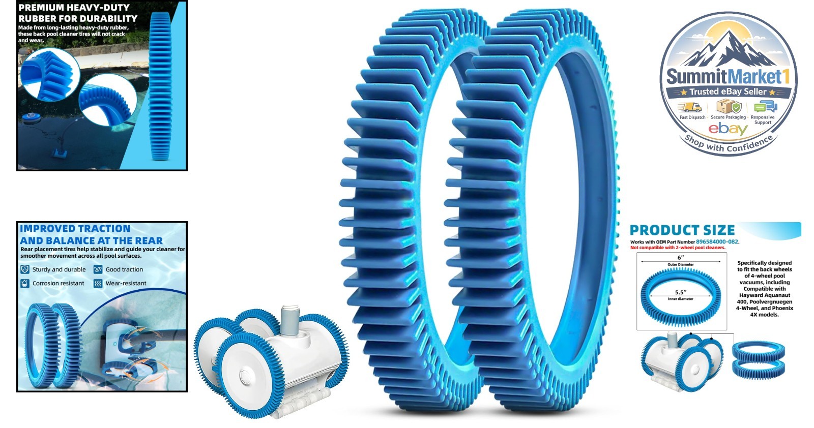 Pack Back Tires Replacement for Pool Cleaner