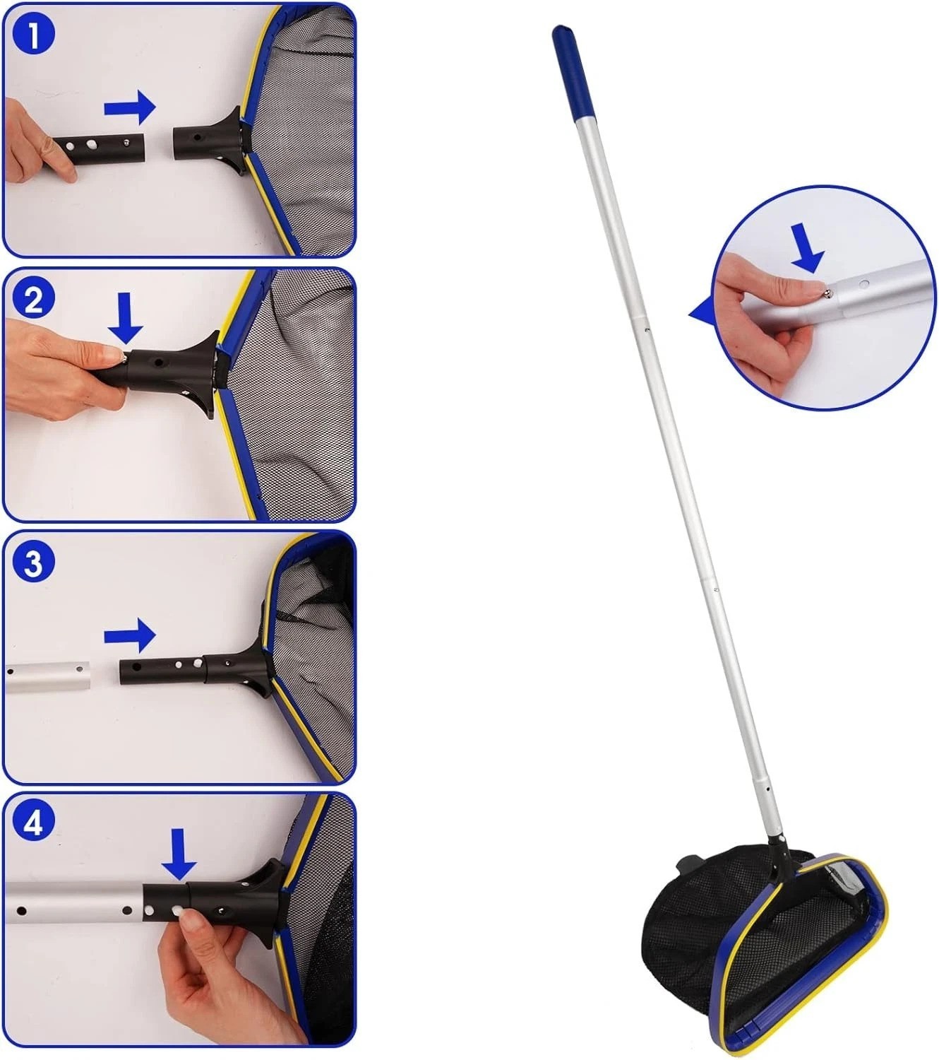 Effortless Pool Cleanup with Adjustable 3ft-10ft Skimmer Net & Heavy-Duty Design