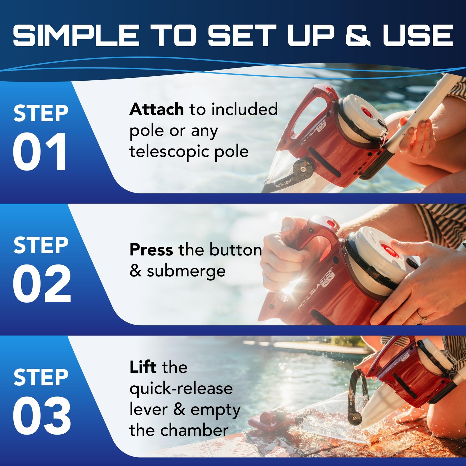 POOL BLASTER Pulse Cordless Pool Vacuum for Above Ground – Red